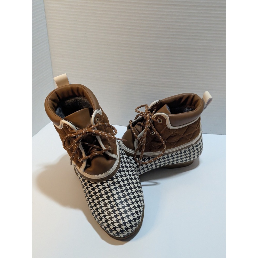 Skechers Pond Lil Puddles Waterproof Houndstooth Duck Boots Size Women's 9